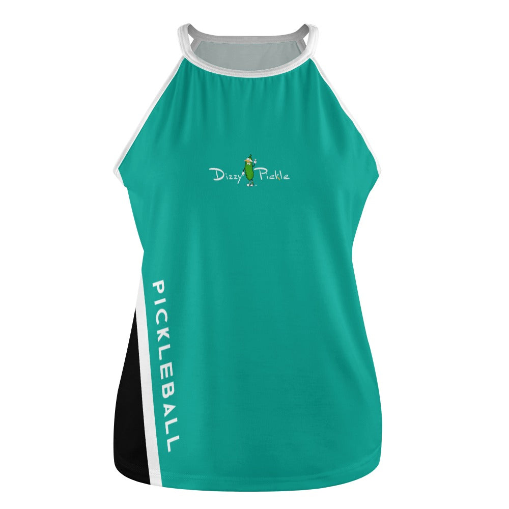 Dizzy Pickle Performance DS Women's Pickleball Sleeveless Crew Neck Vest Light Sea Green Black