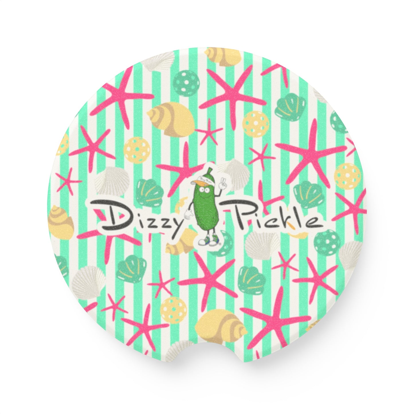 Dizzy Pickle MaryEllen Stripes Soapstone Car Coaster