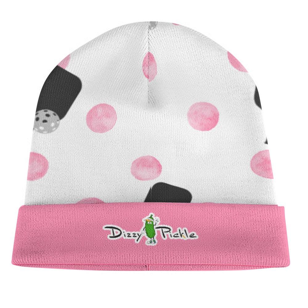 Dizzy Pickle Page Mini Paddles_Polka Dots White One-Size Knitted Beanie