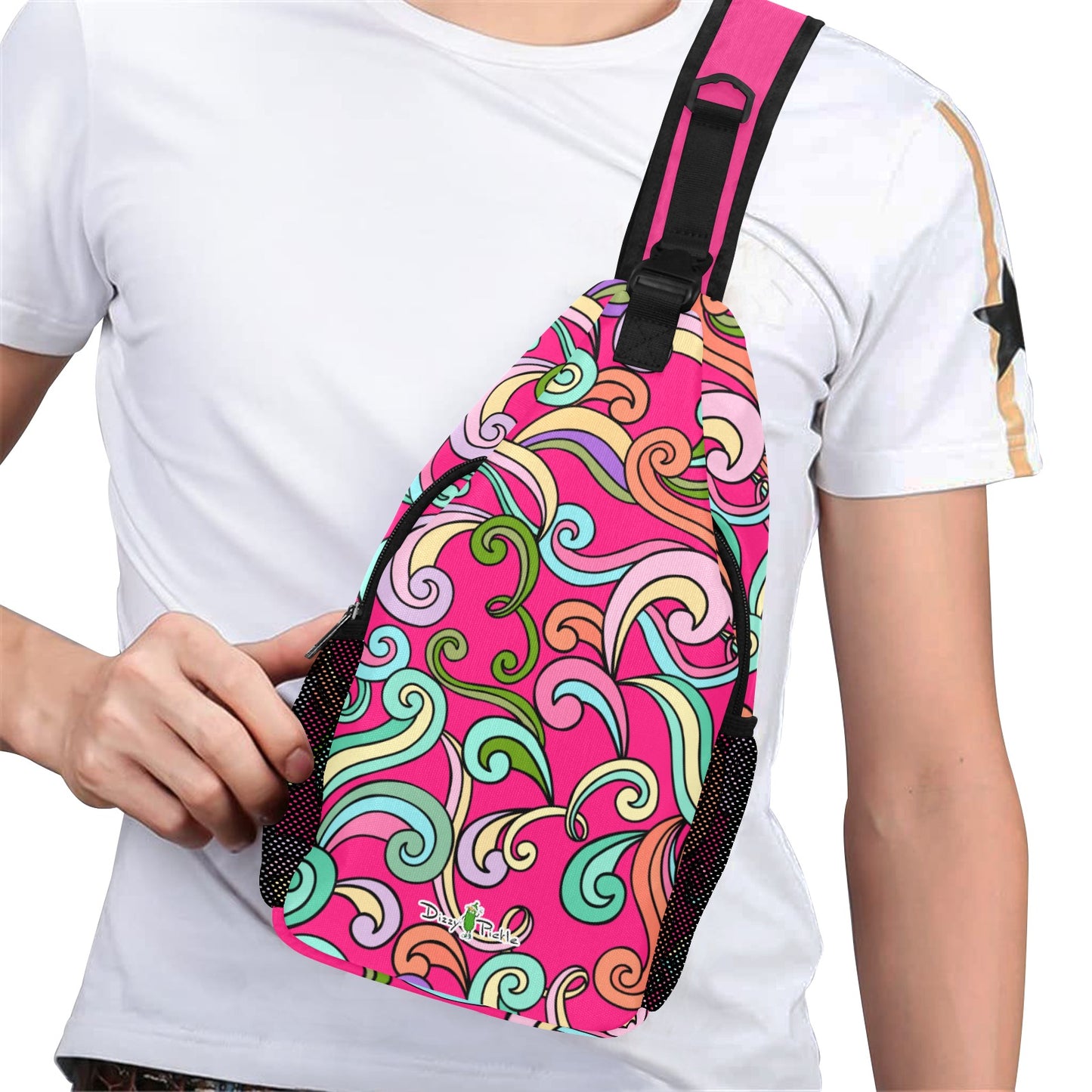 Dizzy Pickle Anna Pink Pickleball Grab-N-Go Crossbody Casual Chest Bag