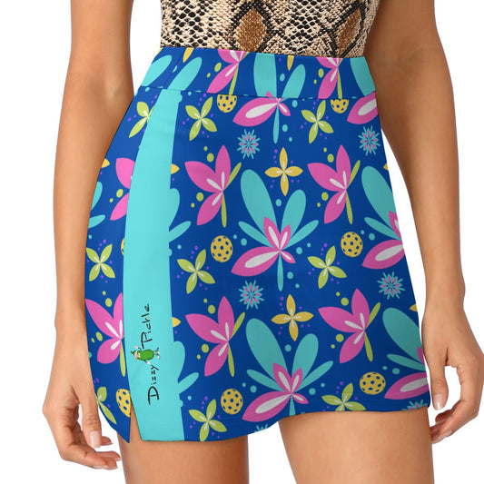 Dizzy Pickle Donna Blue Straight-Line Skirt with Inner Shorts and Pocket