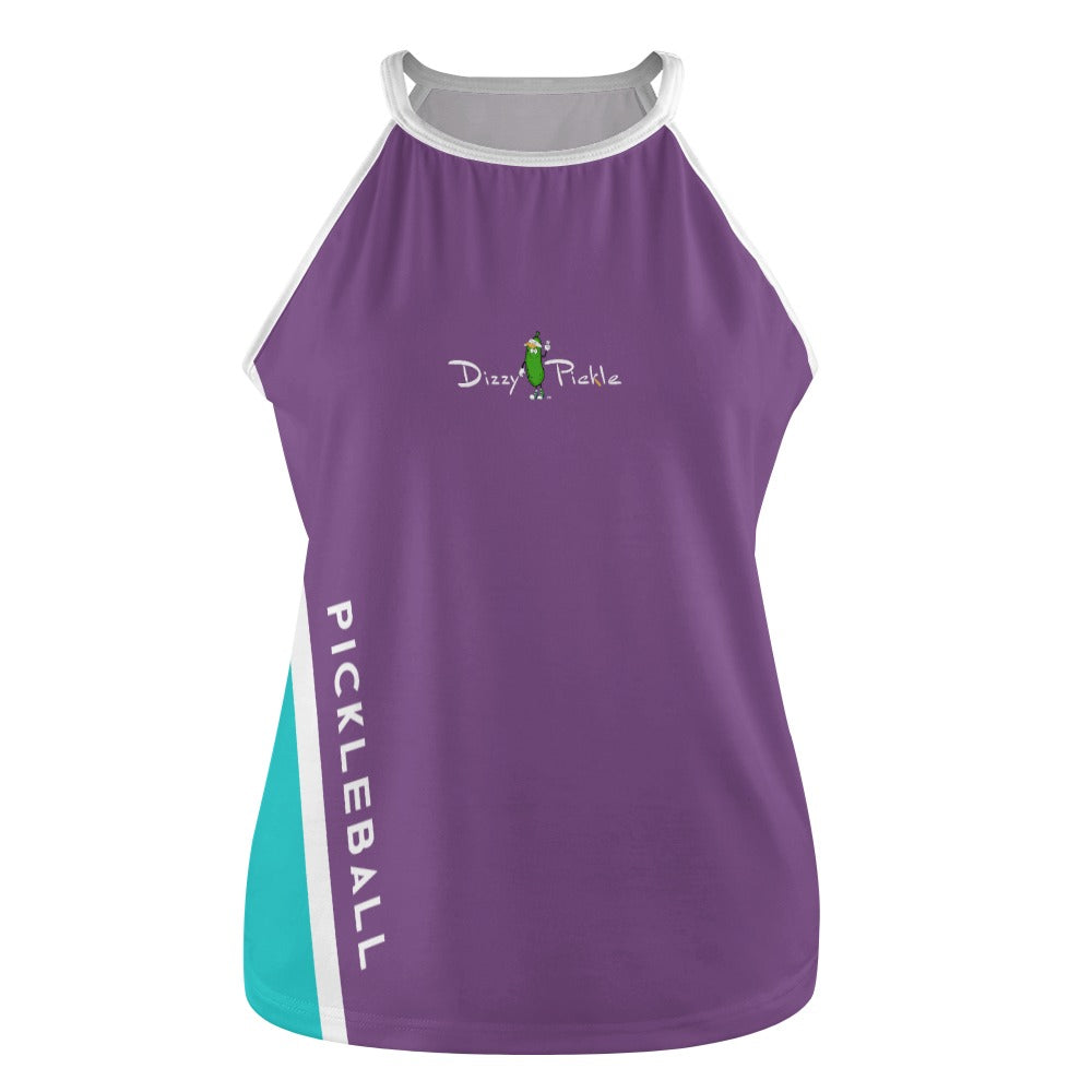 Dizzy Pickle Performance DS Women's Pickleball Sleeveless Crew Neck Vest Dark Magenta Turquoise