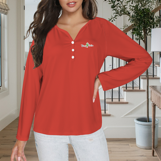 Three Button Long Sleeve Red
