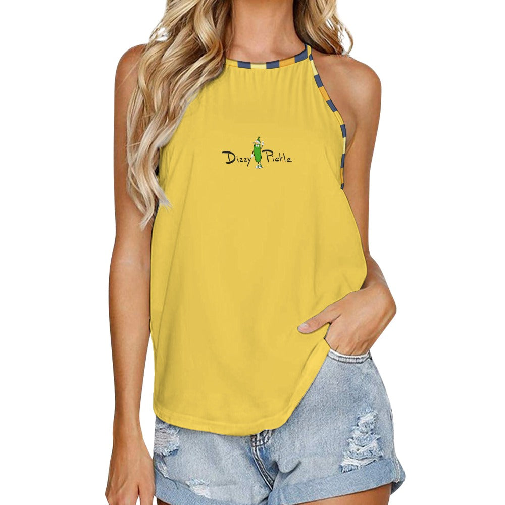 Dizzy Pickle Amy Sunflowers Solid Gold Women's Pickleball Crew Neck Vest