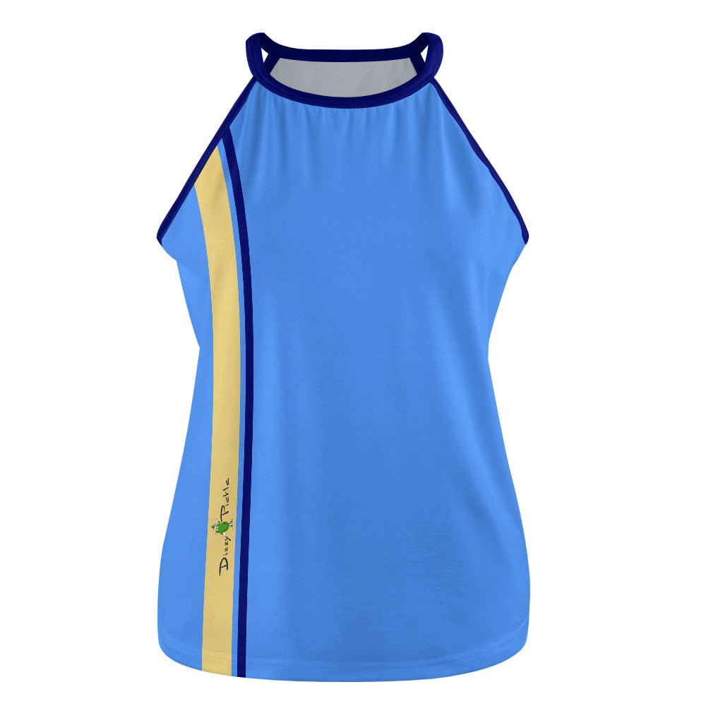 Dizzy Pickle Lesia Racing Stripes BYB Women's Pickleball Sleeveless Crew Neck Vest Cornflower Blue