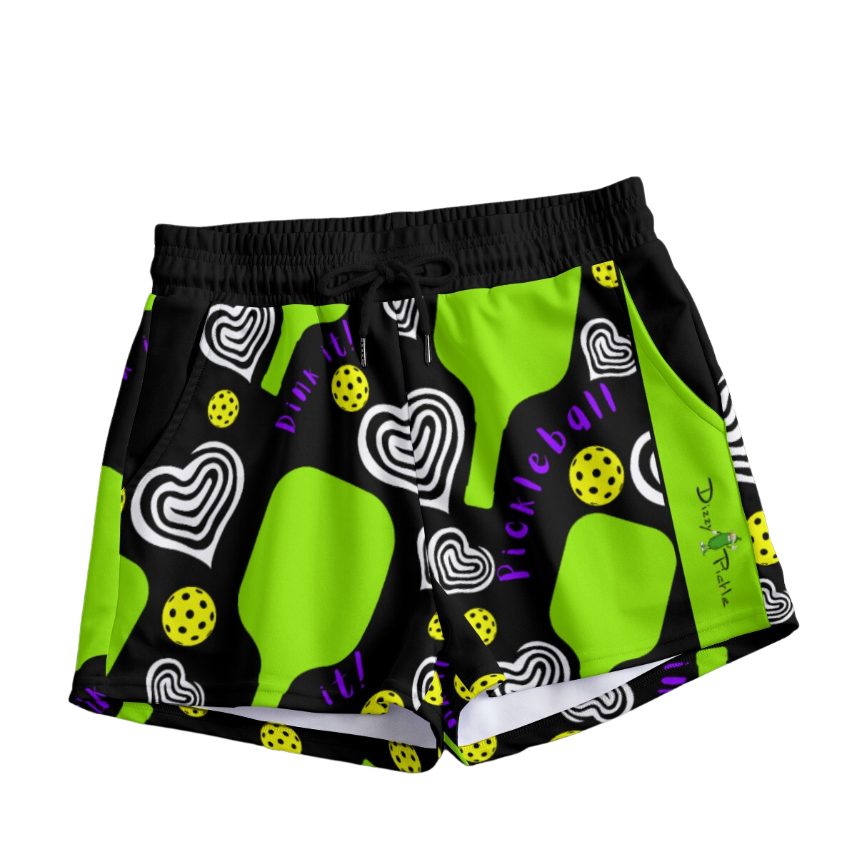 Dizzy Pickle Dinking Diva Hearts BG Women's Pickleball Casual Shorts with Pockets