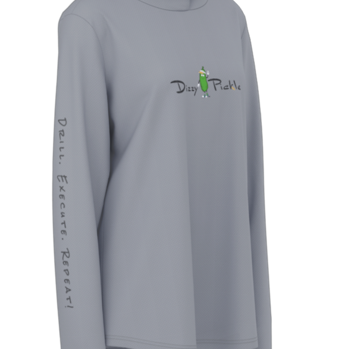 Dizzy Pickle DZY P Classic Light Gray Women's Pickleball Sunscreen Sports Hoodie with Thumb Holes