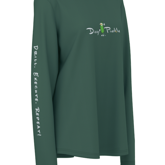 Dizzy Pickle DZY P Classic Pine Green Women's Pickleball Sunscreen Sports Hoodie with Thumb Holes