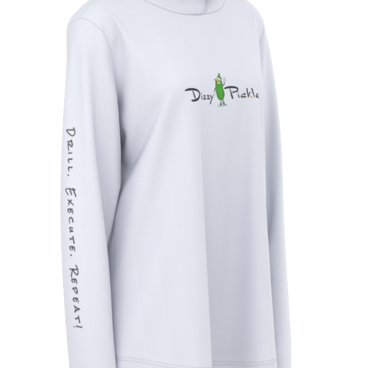 Dizzy Pickle DZY P Classic White Women's Pickleball Sunscreen Sports Hoodie with Thumb Holes