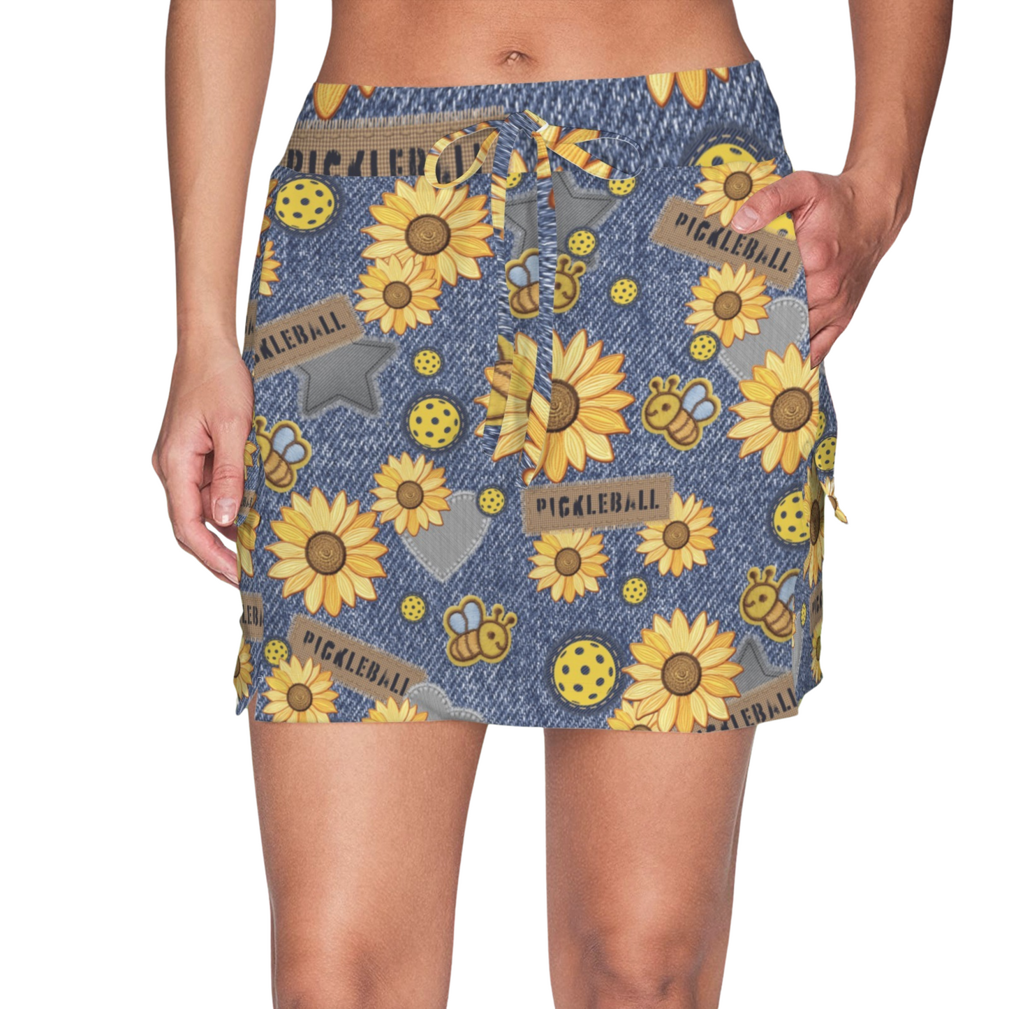 Dizzy Pickle Amy Sunflowers Women's Sports Cargo Straighline Skorts