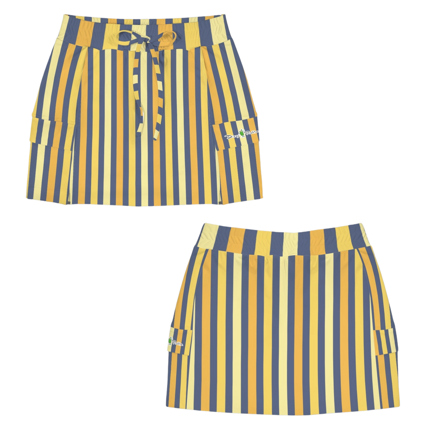 Dizzy Pickle Amy Sunflowers Stripes Gold Women's Sports Cargo Straightline Skorts