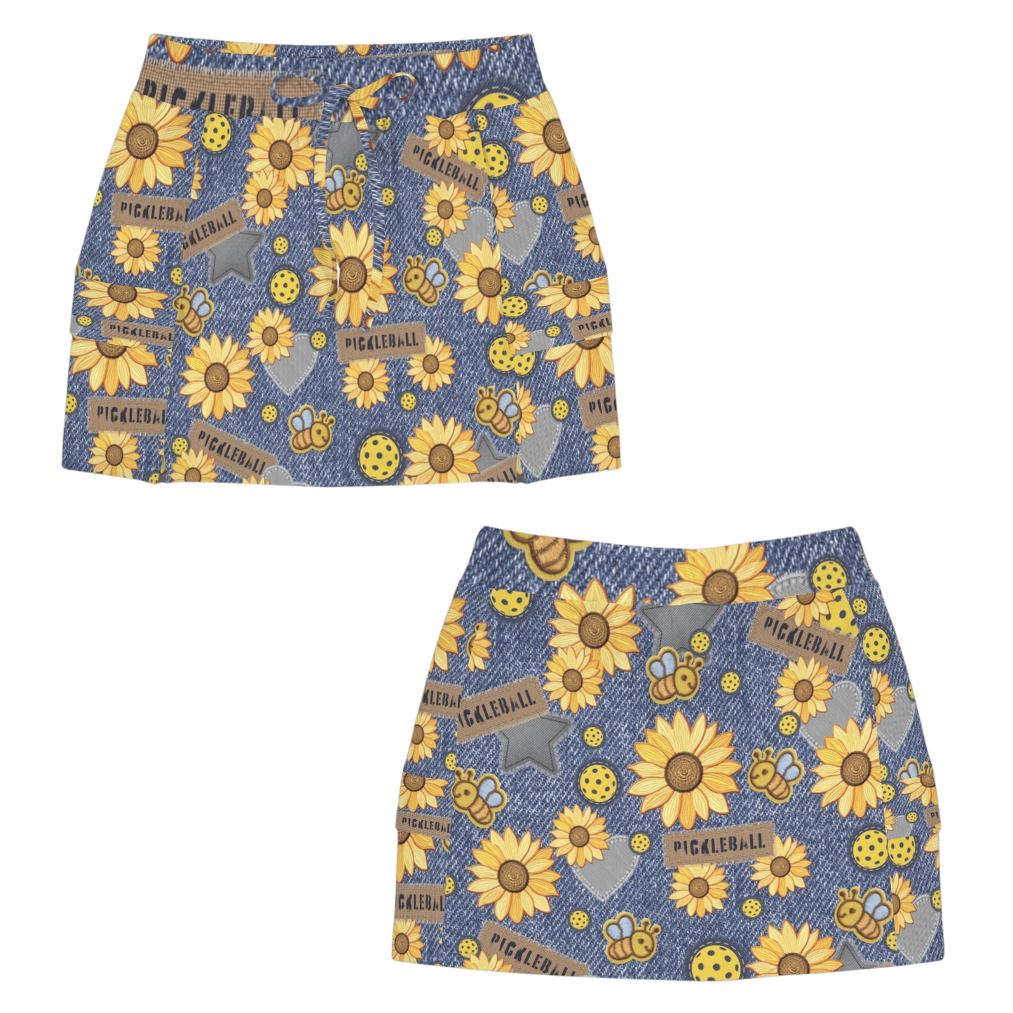 Dizzy Pickle Amy Sunflowers Women's Sports Cargo Straighline Skorts