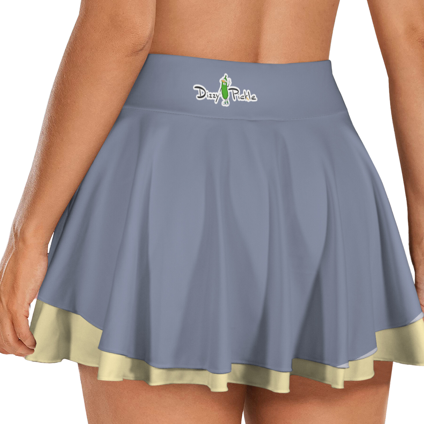 Dizzy Pickle DZY P Classic Solid Pewter_Butter Women's Double Hem Pickleball Skort