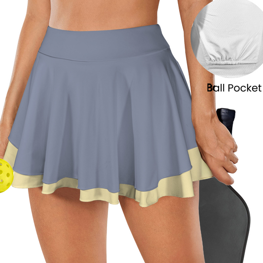 Dizzy Pickle DZY P Classic Solid Pewter_Butter Women's Double Hem Pickleball Skort