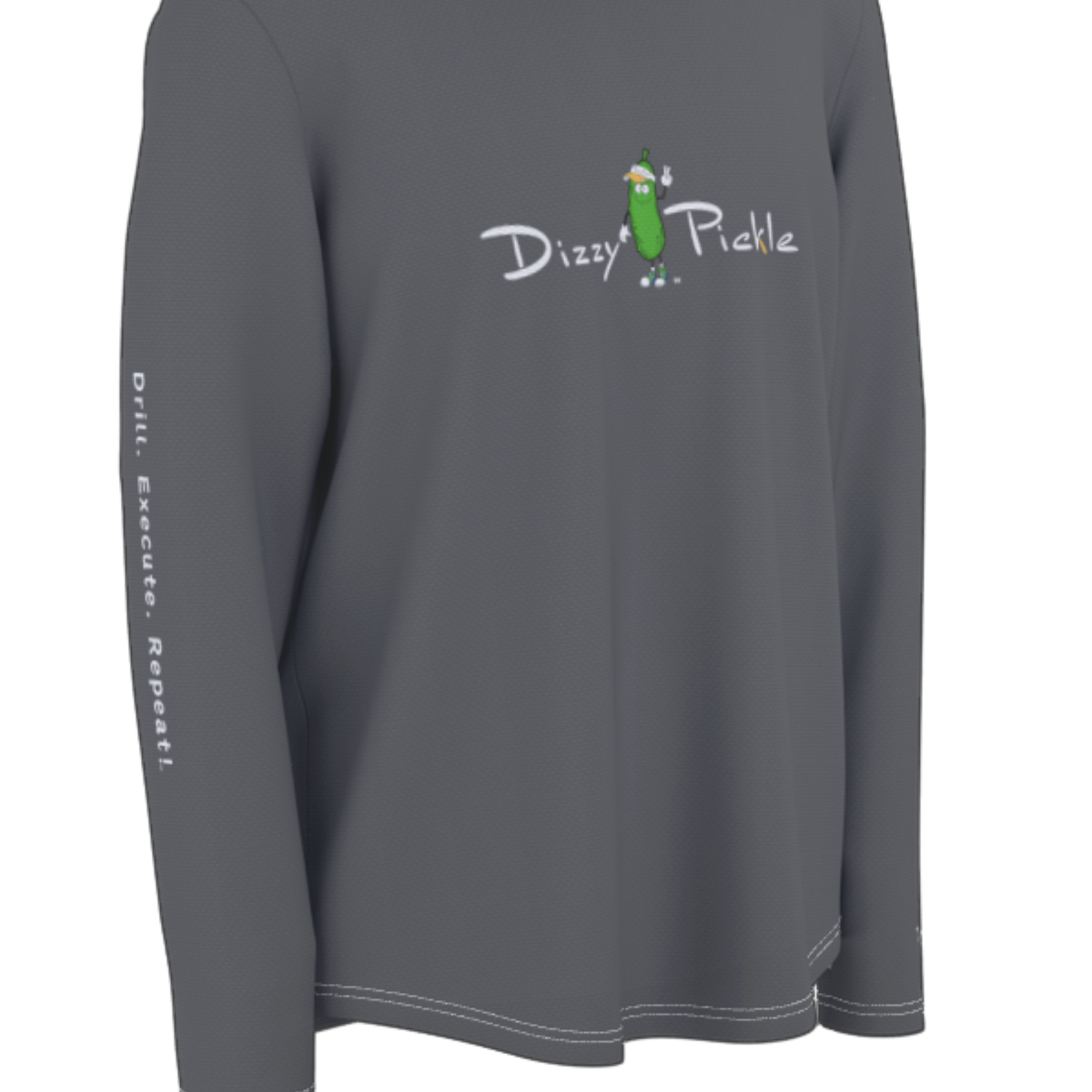 Dizzy Pickle DZY P Classic Gray Men's Pickleball Sunscreen Sports Hoodie with Thumb Holes