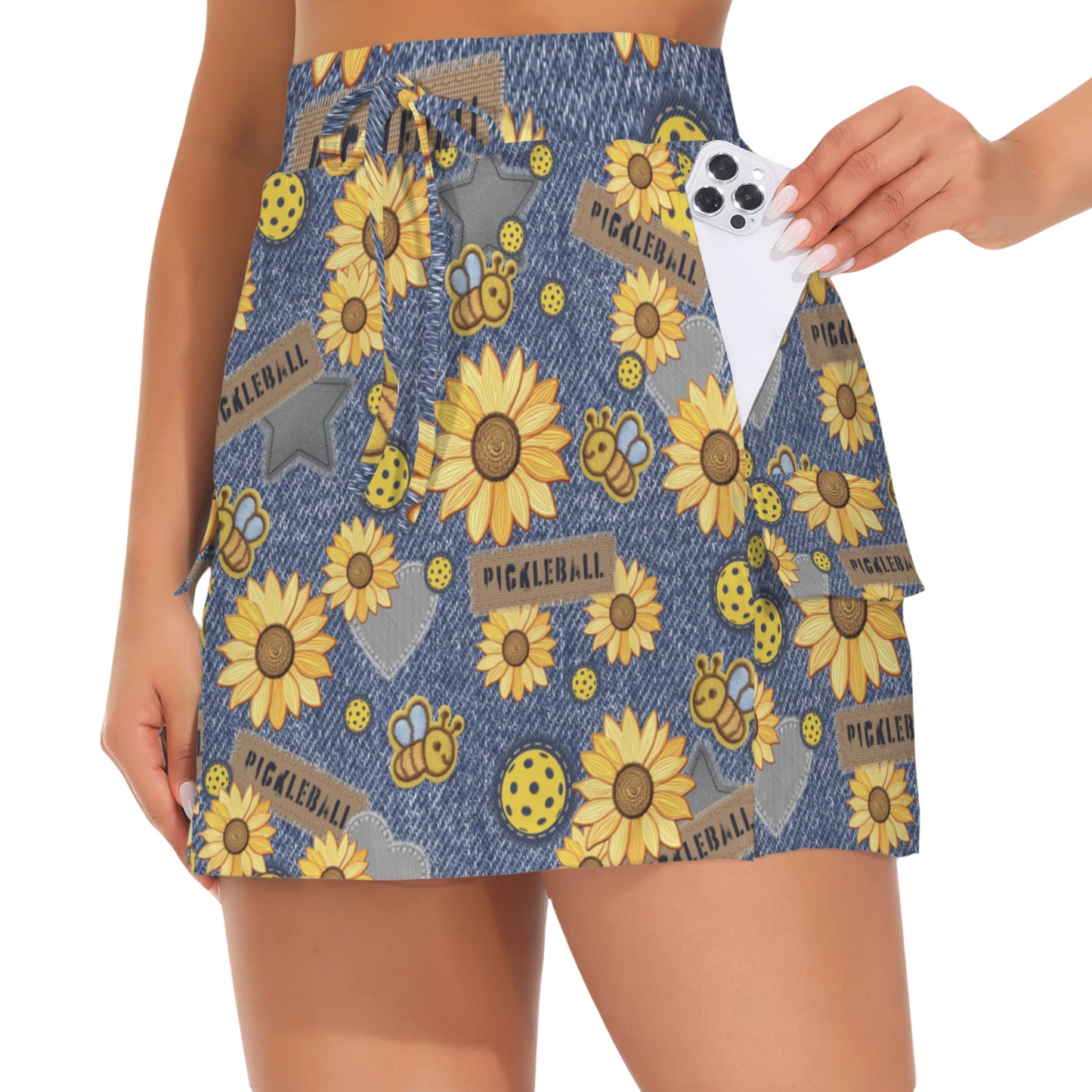 Dizzy Pickle Amy Sunflowers Women's Sports Cargo Straighline Skorts