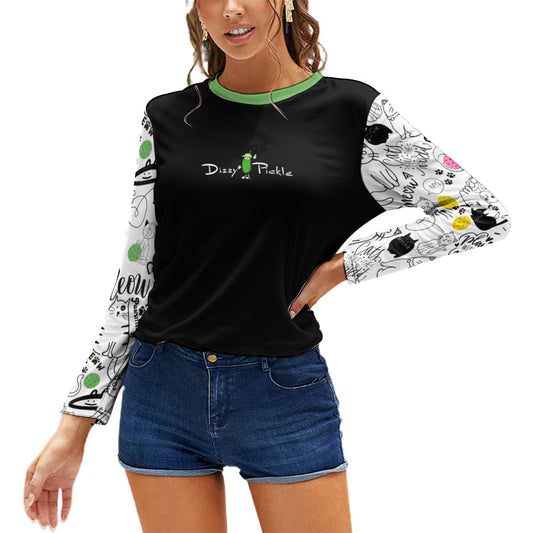 Dizzy Pickle Sassy Black_Green Women's Pickleball Stretchable Long Sleeve Shirt