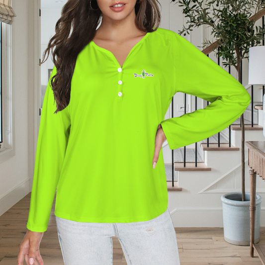 Three Button Long Sleeve Neon Green