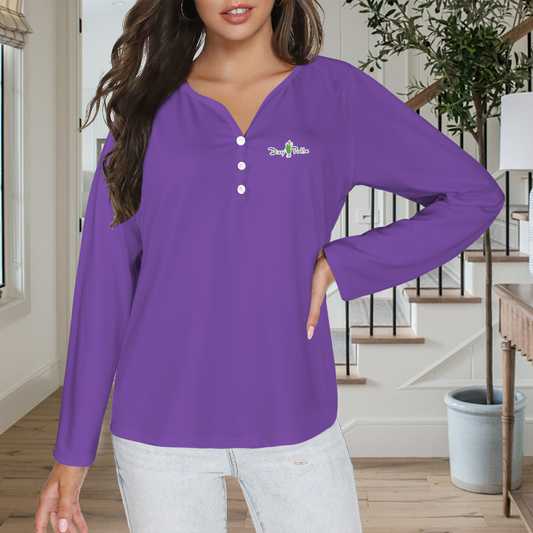 Three Button Long Sleeve Purple