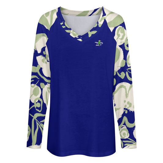 Dizzy Pickle Lesia BSC Blooms Women's Pickleball Long sleeve Double Layered V-Neck Loose Tee