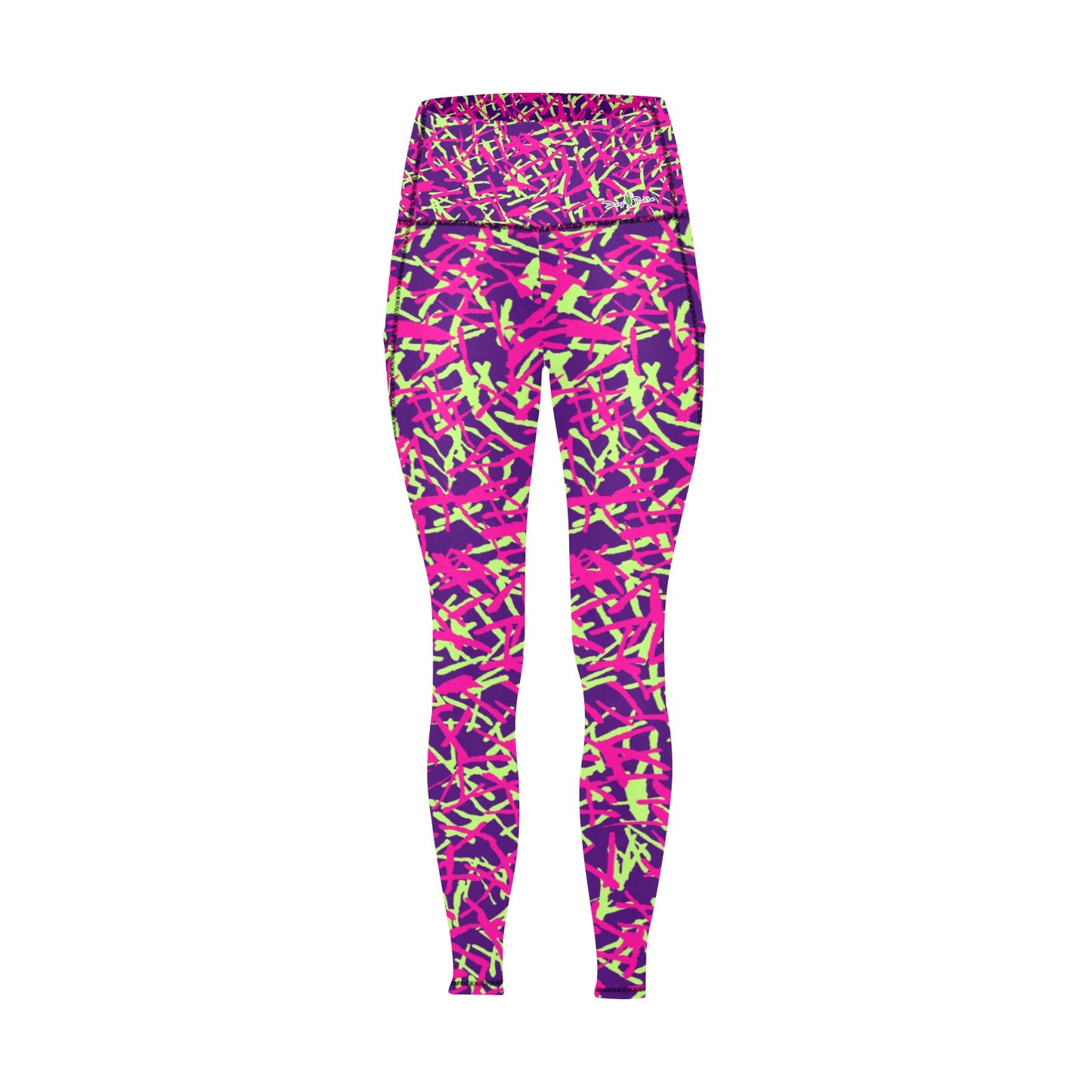 Dizzy Pickle Lesia PPG Confetti Women's Pickleball Performance Leggings (Ankle Length, High-Waisted, & Two Side Pockets)