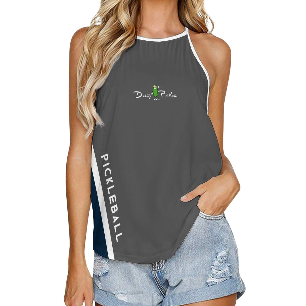 Dizzy Pickle Performance DS Women's Pickleball Sleeveless Crew Neck Vest Dark Gray Navy Blue