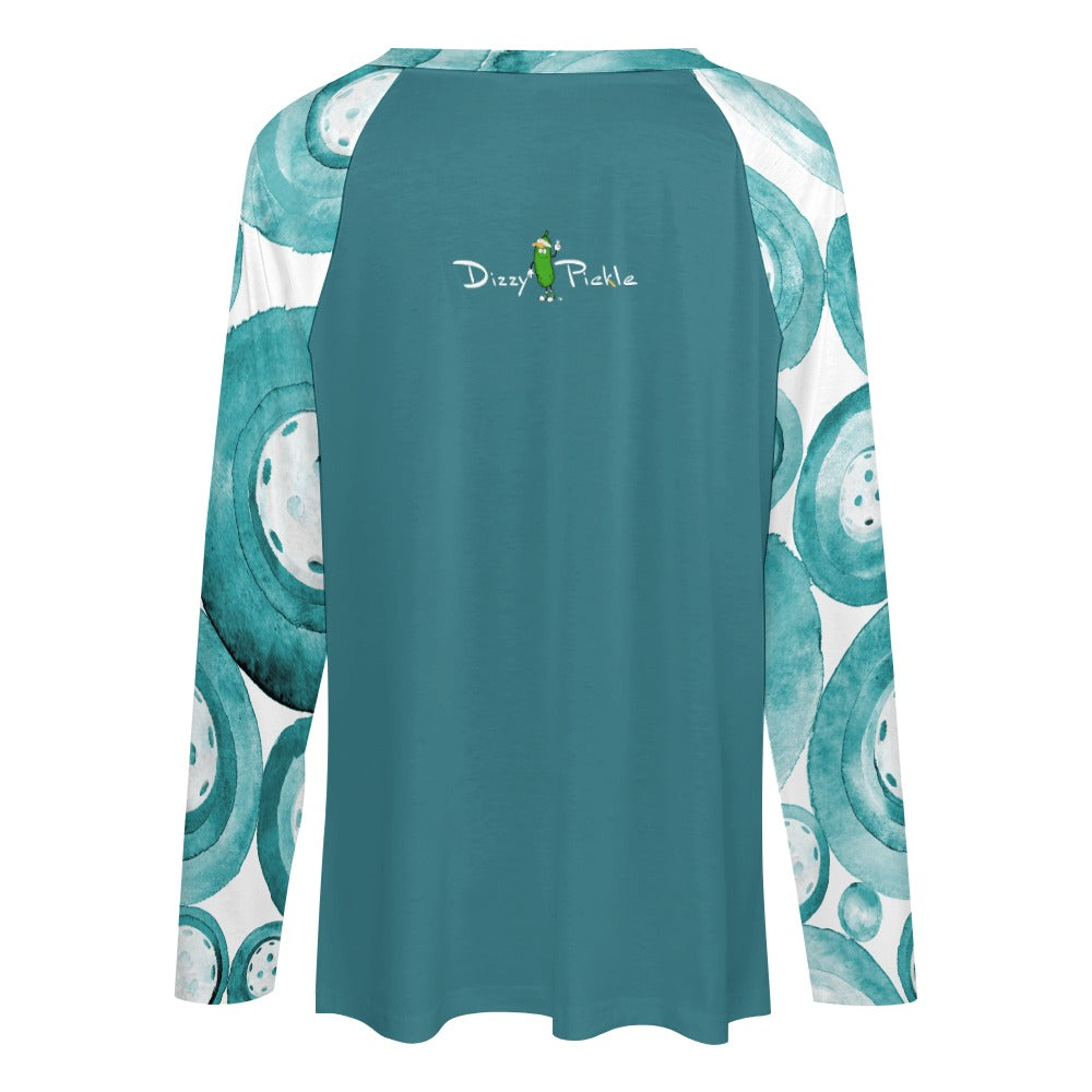 Dizzy Pickle Heidi Collection Main Women's Pickleball Long sleeve Double Layered V-Neck Loose Tee