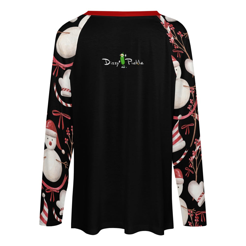 Dizzy Pickle Christmas Holly Cheer Collection Variety Set 6 Women's Pickleball Double Layered V-Neck Loose Tee