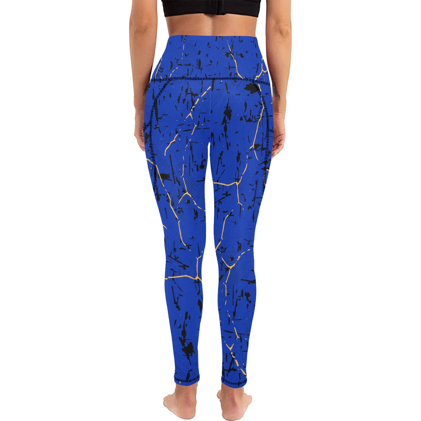 Dizzy Pickle Lynne Blue Women's Pickleball Performance Leggings (Ankle Length, High-Waisted, & Two Side Pockets)