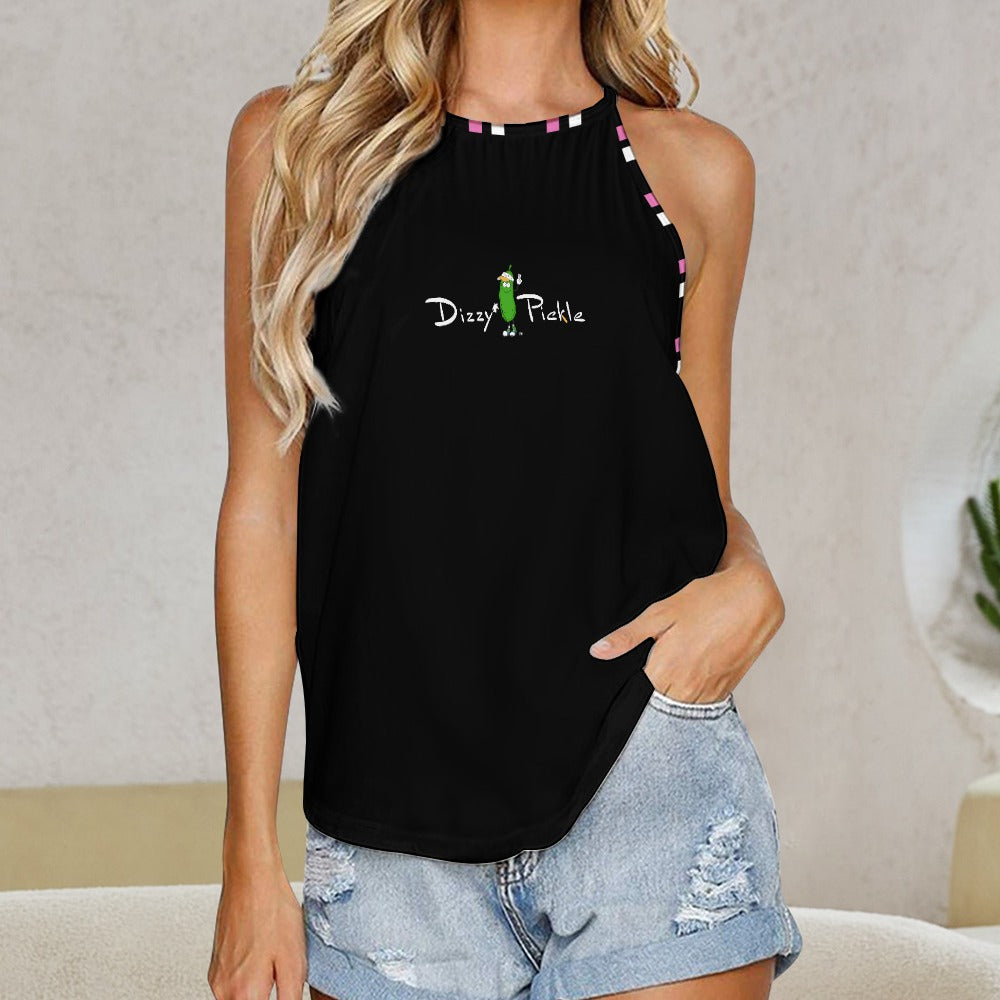 Dizzy Pickle Coming Up Daisies BP Black Women's Pickleball Crew Neck Vest