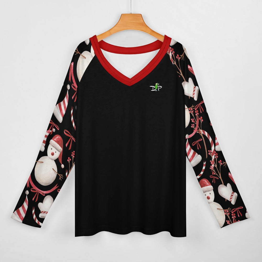 Dizzy Pickle Christmas Holly Cheer Collection Variety Set 6 Women's Pickleball Double Layered V-Neck Loose Tee