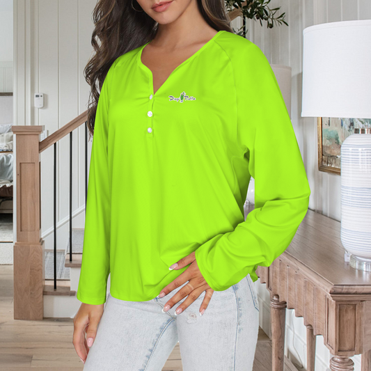 Three Button Long Sleeve Neon Green