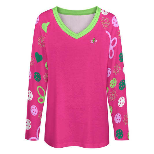 Dizzy Pickle Penny Main PG Women's Pickleball Long sleeve Double Layered V-Neck Loose Tee