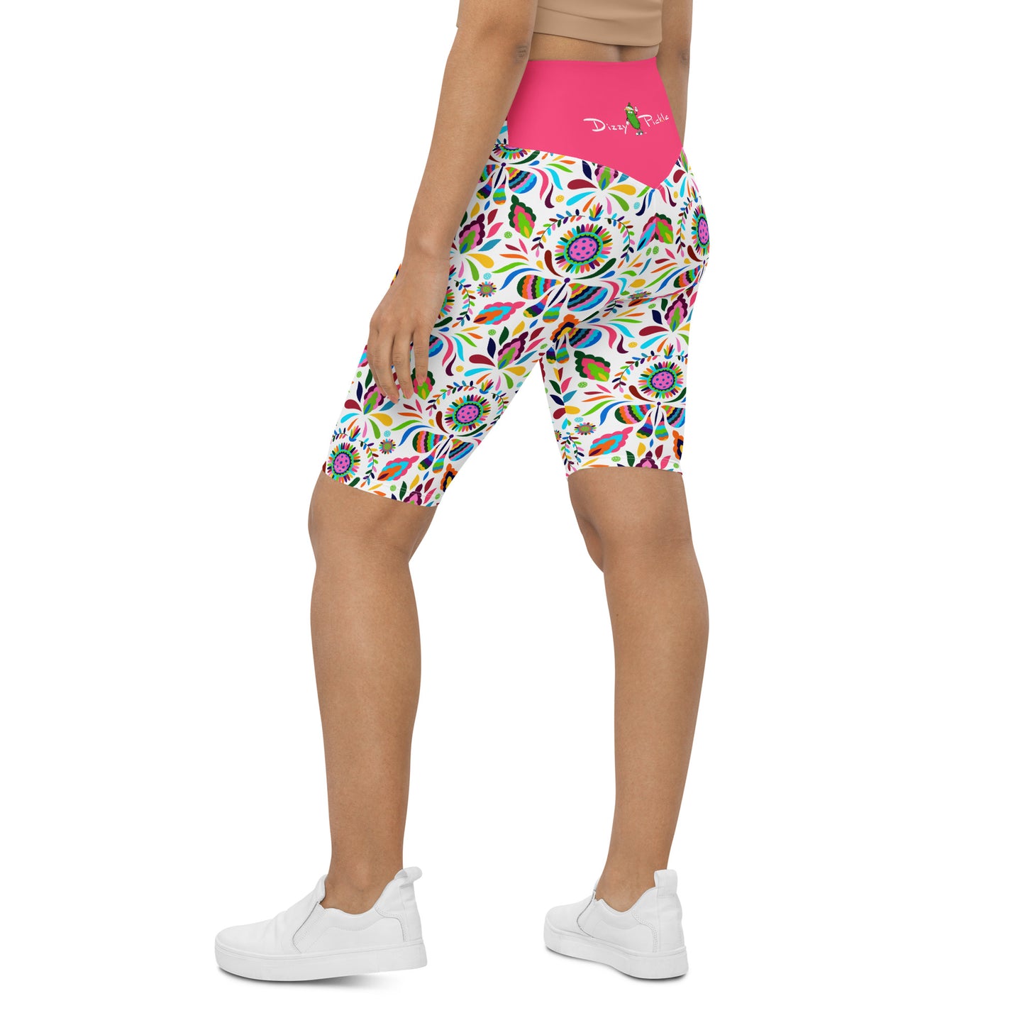 Dizzy Pickle Courtney Main Women's Pickleball High-Waist Biker Shorts White