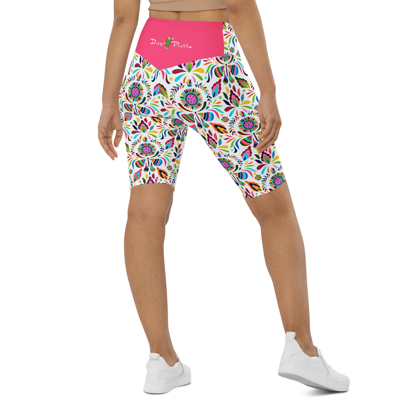 Dizzy Pickle Courtney Main Women's Pickleball High-Waist Biker Shorts White