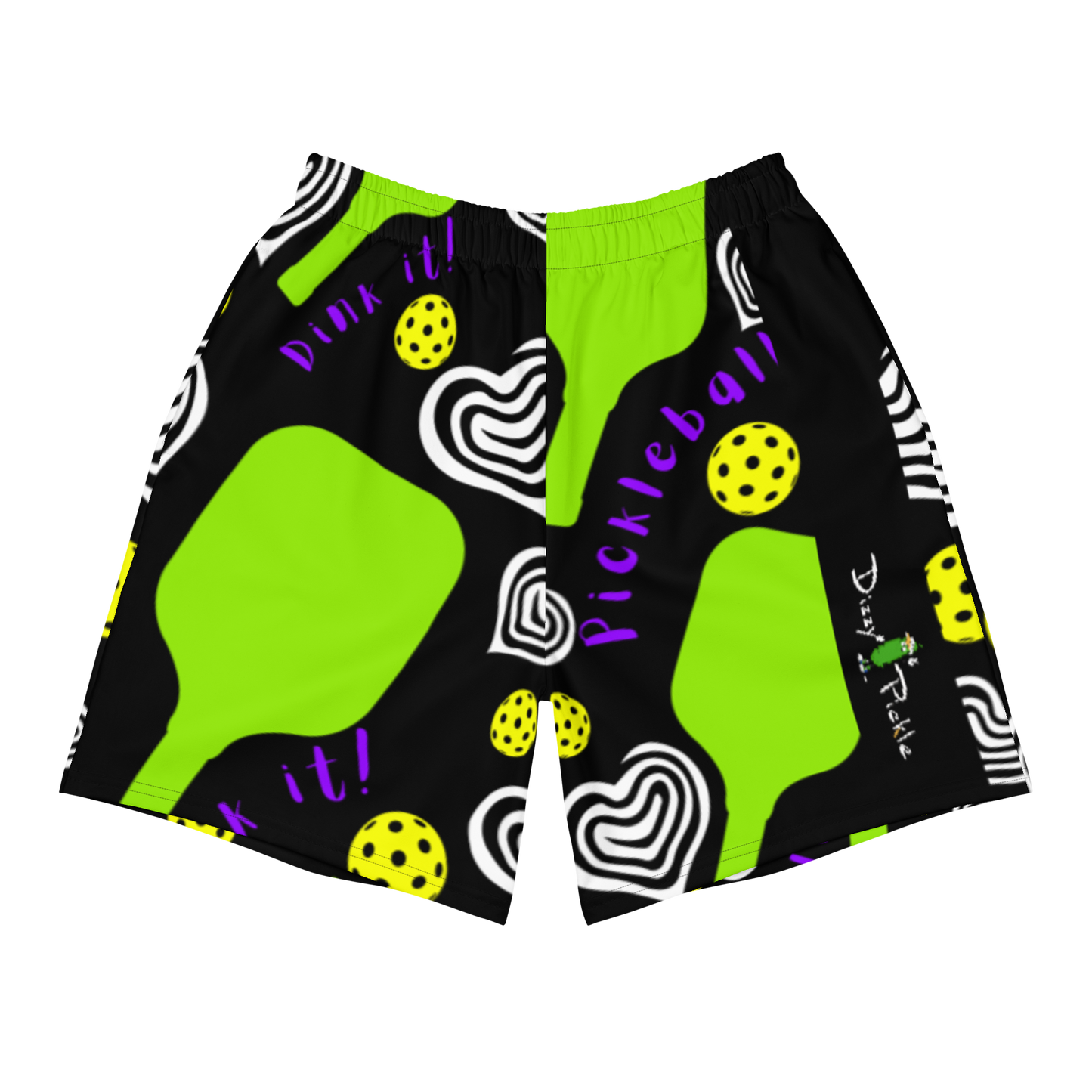 3X-LARGE Dinking Diva Hearts - Black - Women's Athletic Long Shorts by Dizzy Pickle