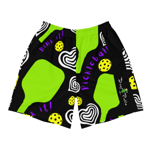 3X-LARGE Dinking Diva Hearts - Black - Women's Athletic Long Shorts by Dizzy Pickle