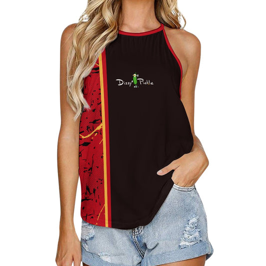 Dizzy Pickle Lynne Red_Black Women's Pickleball Crew Neck Vest