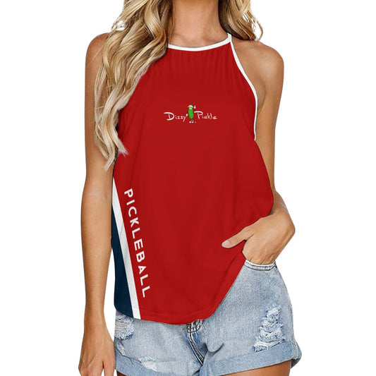 Dizzy Pickle Performance DS Women's Pickleball Sleeveless Crew Neck Vest Dark Red Navy Blue