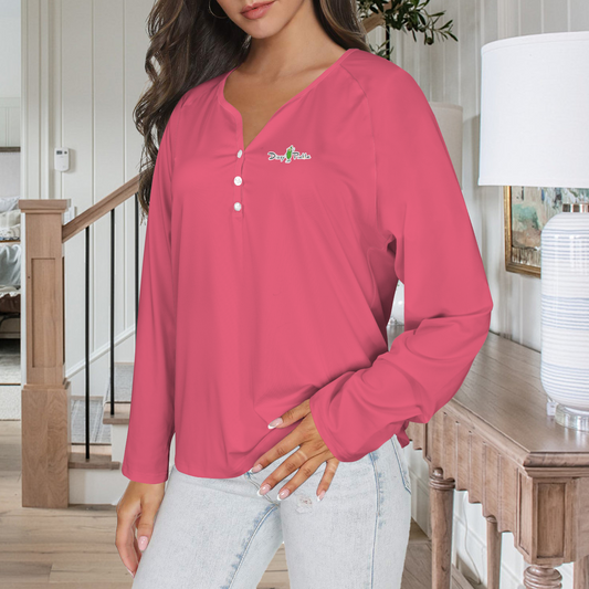 Three Button Long Sleeve Watermelon