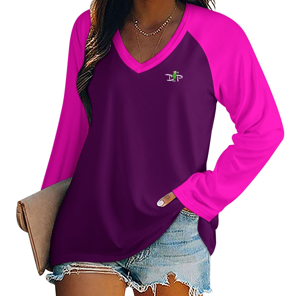 Dizzy Pickle Charlotte Collection Women's Pickleball Long sleeve Double Layered V-Neck Loose Tee