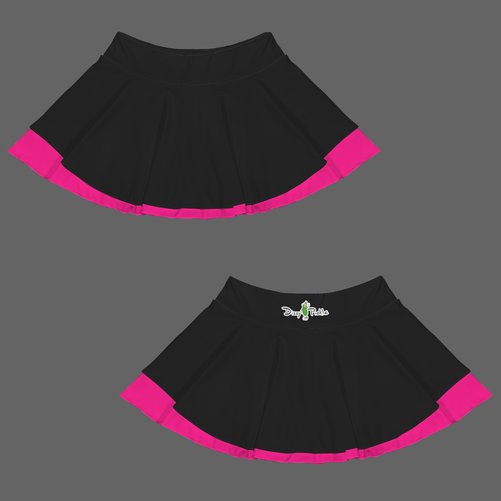 Dizzy Pickle DZY P Classic Solid Black_Hot Pink Women's Double Hem Pickleball Skort