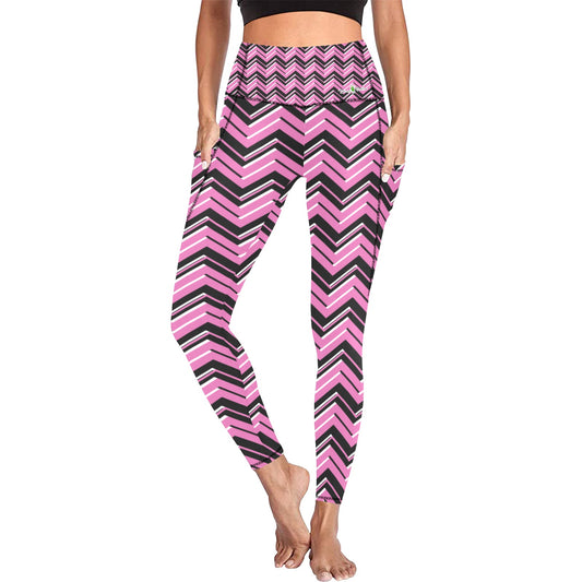 Dizzy Pickle Coming Up Diasies BP Zig Zag Women's Pickleball Performance Leggings (Ankle Length, High-Waisted, & Two Side Pockets)