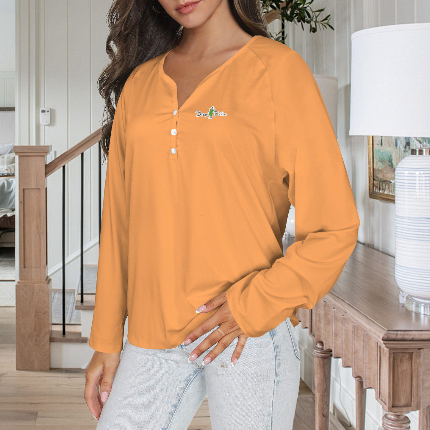 Three Button Long Sleeve Tangerine