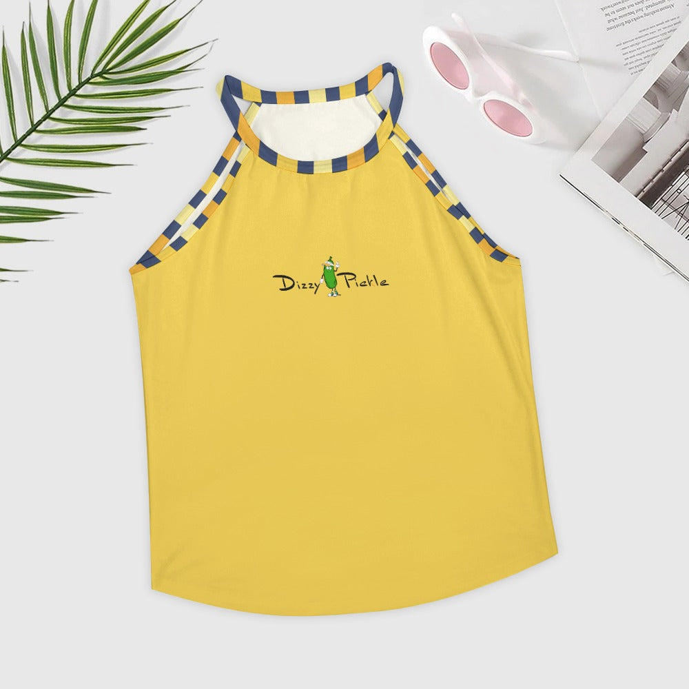 Dizzy Pickle Amy Sunflowers Solid Gold Women's Pickleball Crew Neck Vest