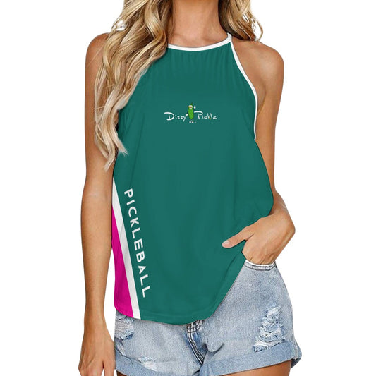 Dizzy Pickle Performance DS Women's Pickleball Sleeveless Crew Neck Vest Dark Sea Green Fuchsia