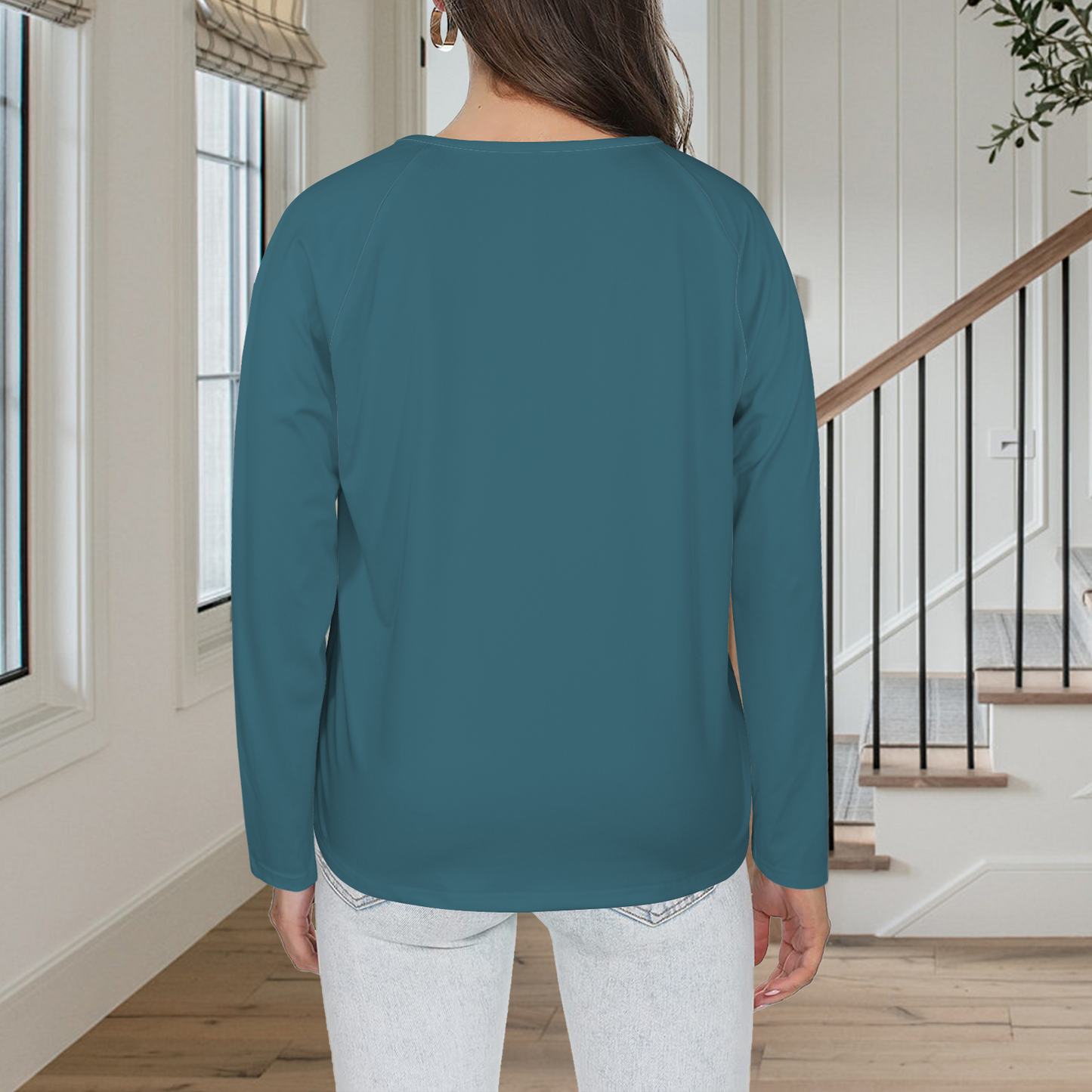 Three Button Long Sleeve Dark Teal