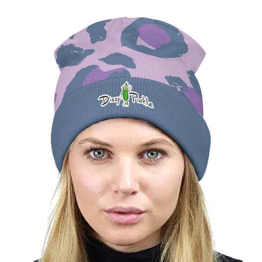 Dizzy Pickle Laura Lavender Animal Print One-Size Knitted Beanie