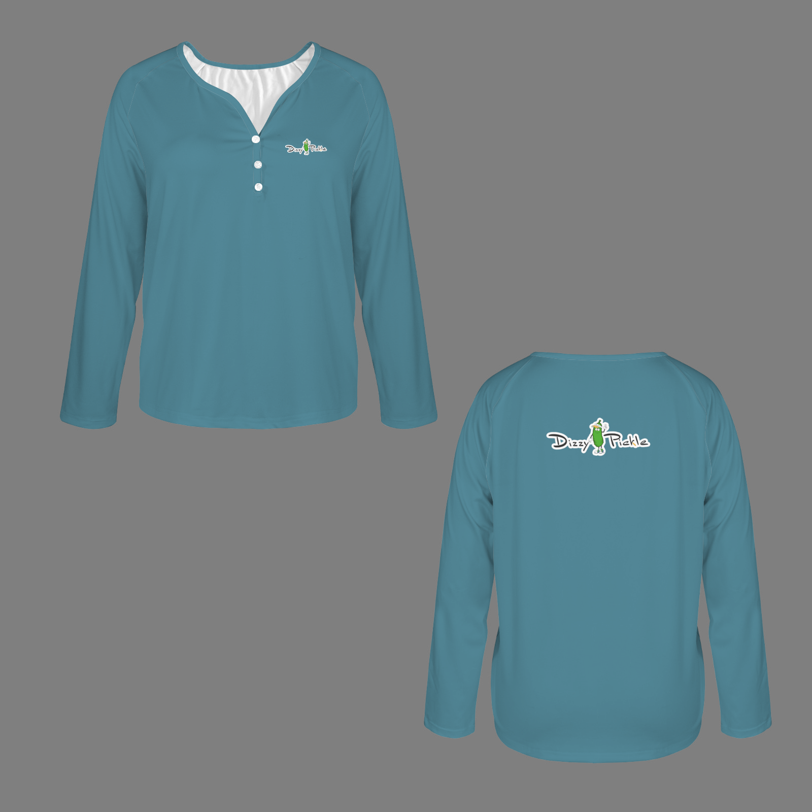 Three Button Long Sleeve Dark Turquoise
