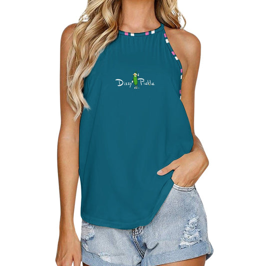 Dizzy Pickle Coming Up Daisies TP Peacock Women's Pickeball Crew Neck Vest